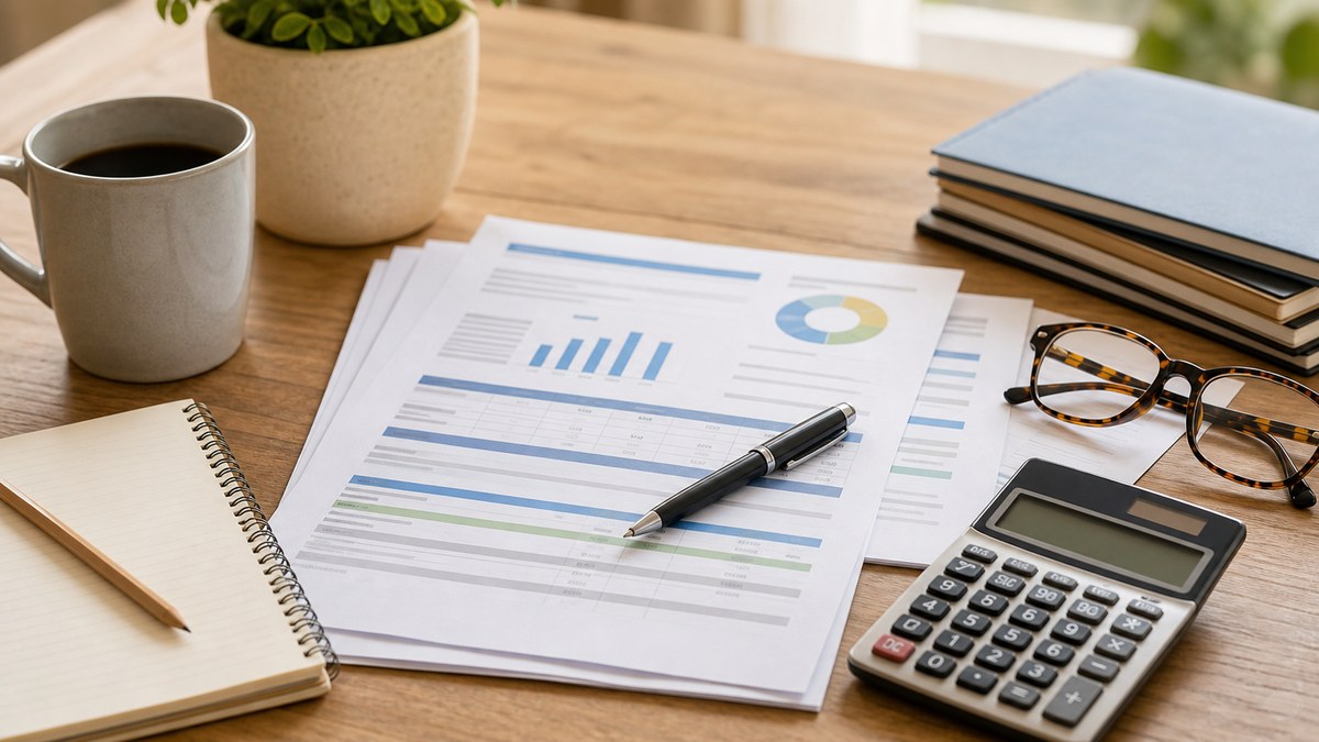 Calculator and health insurance paperwork for Medicare cost planning